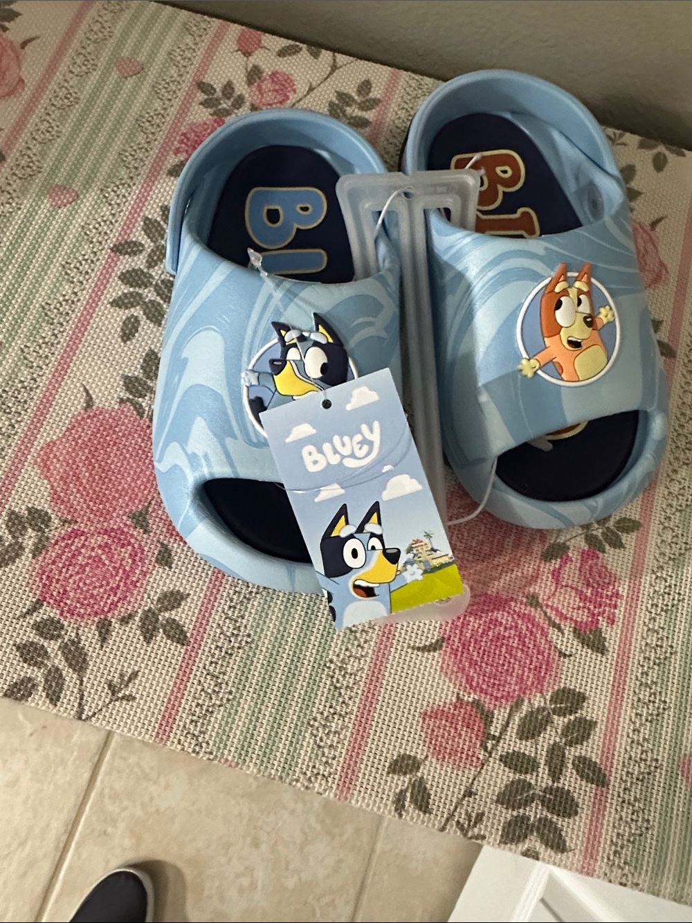 Kids' Light Blue Slip-On Sandals with Bluey character Sz 11 NWT